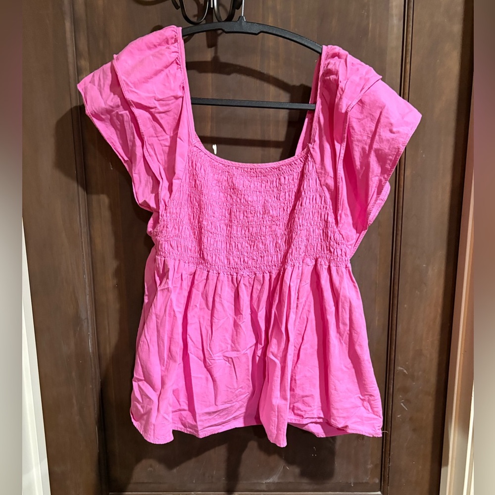 Umgee Fuchsia Smocked Blouse
